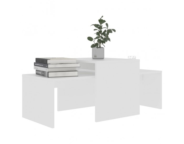 Sonata H Комплект маси за кафе, бял, 100x48x40 см, инженерно дърво