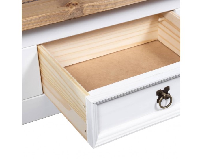 Sonata H Маса за кафе, мексикански бор, стил Корона, бяла, 100x55x44 cм