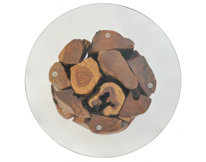 Sonata H Маса за кафе, тиково дърво плавей масив, 60 см