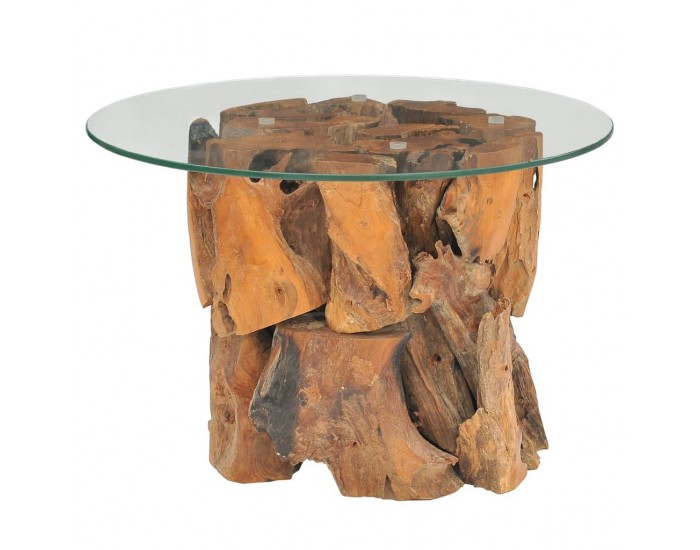 Sonata H Маса за кафе, тиково дърво плавей масив, 60 см