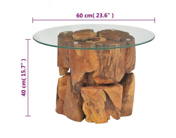 Sonata H Маса за кафе, тиково дърво плавей масив, 60 см