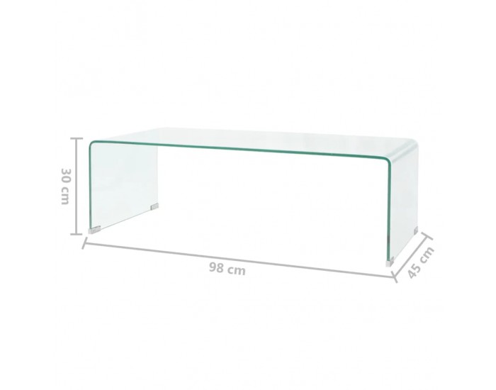 Sonata H Маса за кафе от закалено стъкло, 98x45x30 cм, прозрачна Sonata H Маса за кафе от закалено стъкло, 98x45x30 cм, прозрачна
