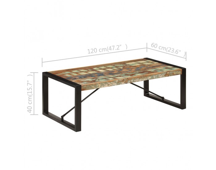 Sonata H Маса за кафе, 120x60x40 см, масивно регенерирано дърво Sonata H Маса за кафе, 120x60x40 см, масивно регенерирано дърво