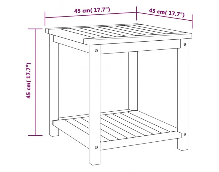 Sonata H Странична маса, акациево дърво масив, 45x45x45 см