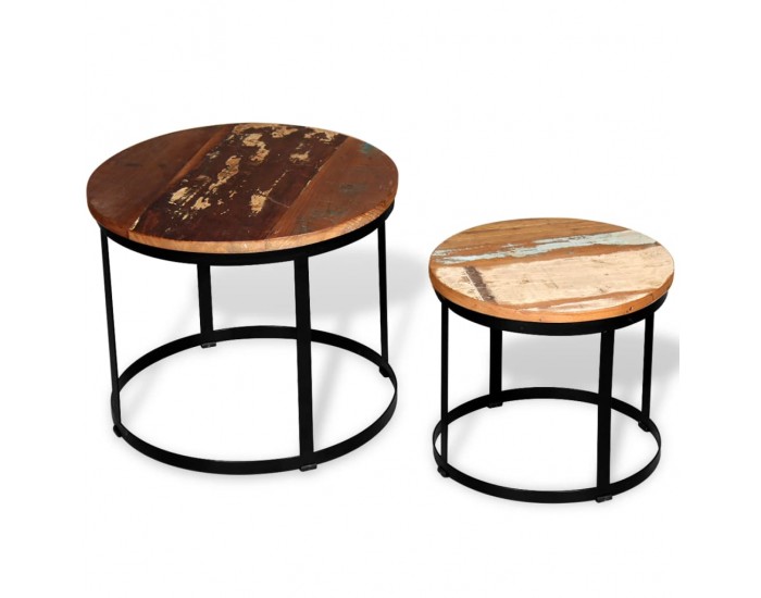 Sonata H Комплект от две маси за кафе, регенерирано дърво масив, 40/50cм