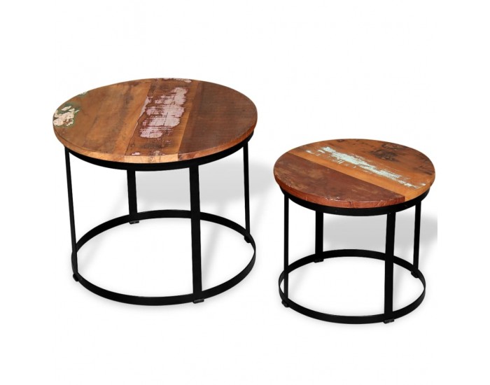 Sonata H Комплект от две маси за кафе, регенерирано дърво масив, 40/50cм