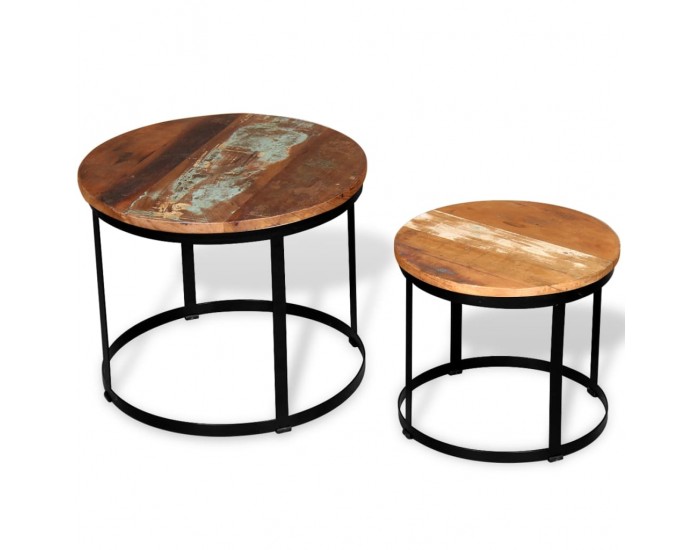 Sonata H Комплект от две маси за кафе, регенерирано дърво масив, 40/50cм