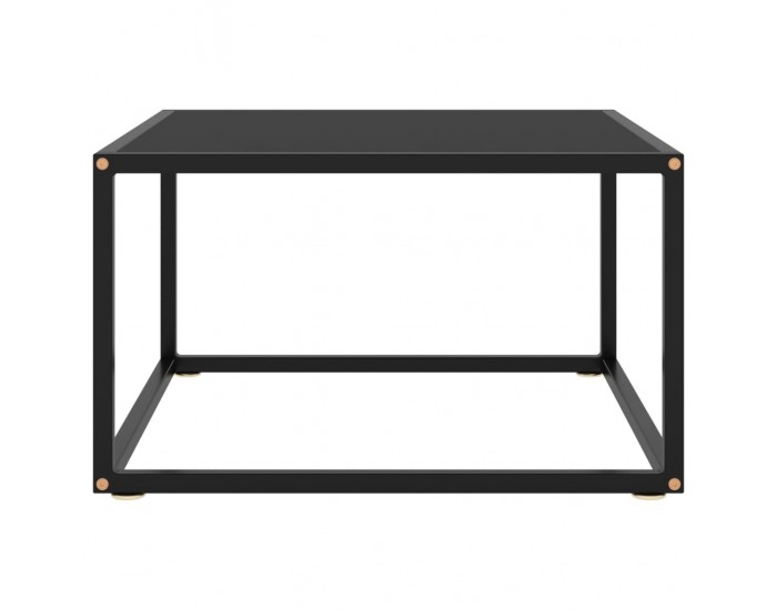 Sonata H Кафе маса, черна, с черно стъкло, 60x60x35 см