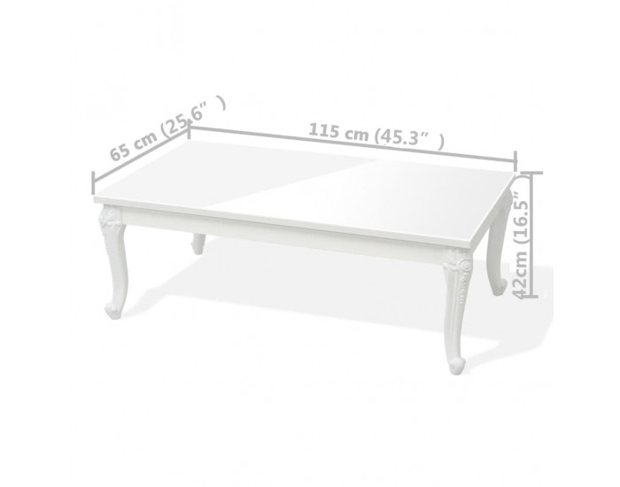 Sonata H Маса за кафе, 115x65x42 cм, силен гланц, бяла