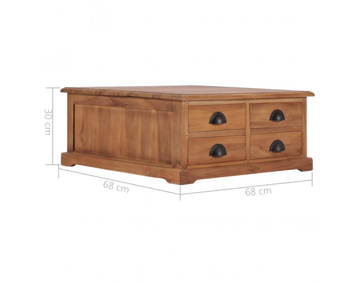 Sonata H Маса за кафе, 68x68x30 см, тиково дърво масив