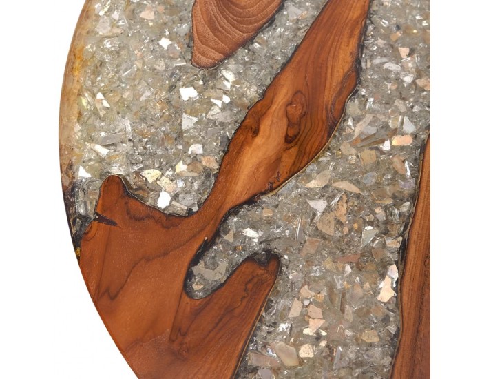 Sonata H Маса за кафе, солидно тиково дърво и смола, 60 см