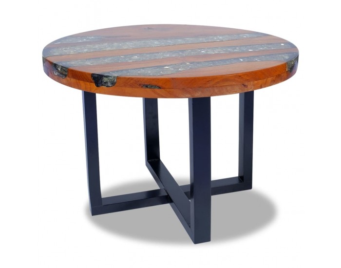 Sonata H Маса за кафе, солидно тиково дърво и смола, 60 см