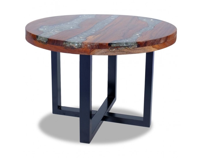 Sonata H Маса за кафе, солидно тиково дърво и смола, 60 см