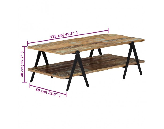 Sonata H Маса за кафе, 115x60x40 см, регенерирано дърво масив