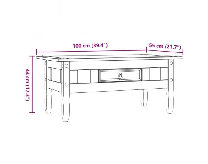Sonata H Маса за кафе, бор, мексикански стил “Корона“, 100x55x44 cм