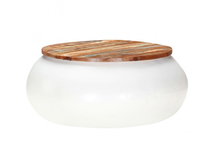 Sonata H Маса за кафе, бяла, 68x68x30 см, регенерирано дърво масив