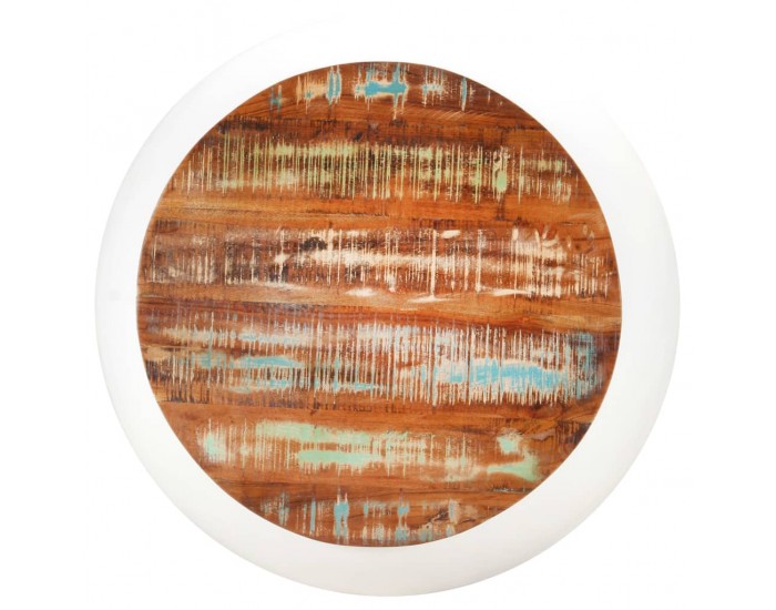 Sonata H Маса за кафе, бяла, 68x68x30 см, регенерирано дърво масив