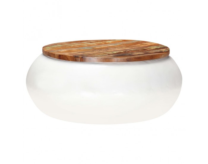 Sonata H Маса за кафе, бяла, 68x68x30 см, регенерирано дърво масив