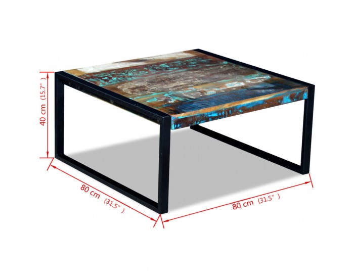 Sonata H Маса за кафе, регенерирано дърво масив, 80x80x40 cм