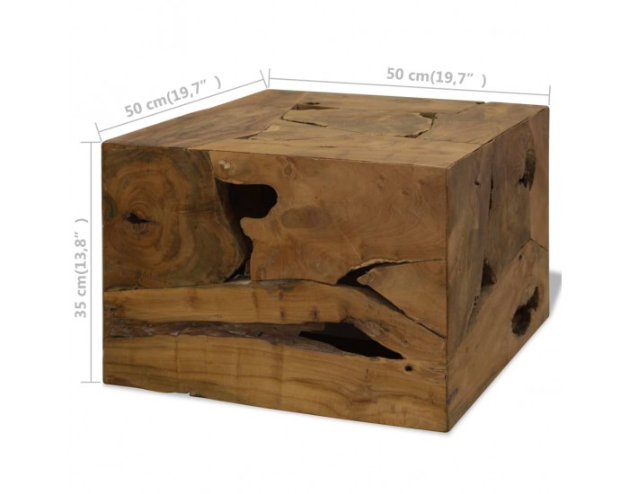 Sonata H Маса за кафе, 50x50x35 см, естествена тикова дървесина, кафява