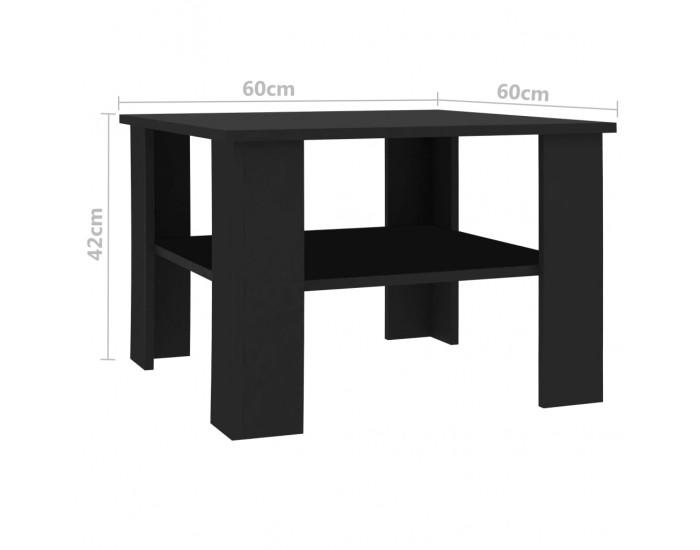 Sonata H Маса за кафе, черна, 60x60x42 см, инженерно дърво