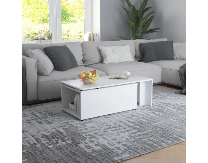 Sonata H Маса за кафе, бяла, 150x50x35 см, инженерно дърво