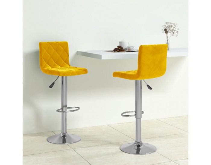 Sonata H Бар табуретки, 2 бр, горчица, кадифе Sonata H Бар табуретки, 2 бр, горчица, кадифе