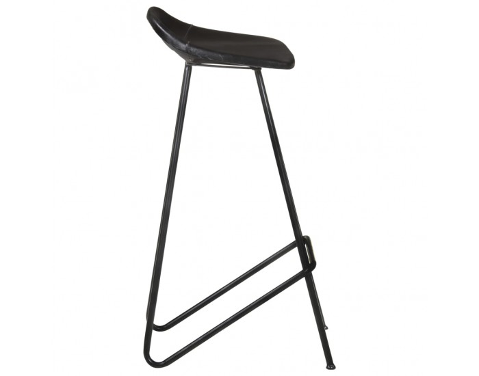 Sonata H Бар табуретки, 4 бр, черни, естествена кожа