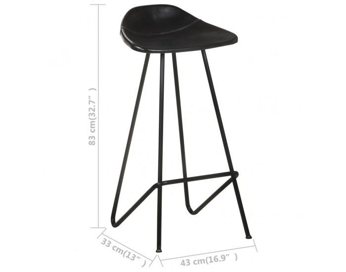 Sonata H Бар табуретки, 4 бр, черни, естествена кожа