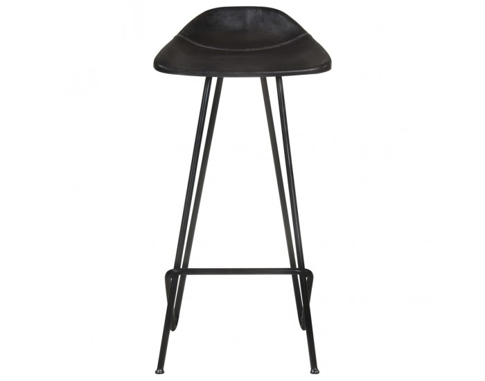 Sonata H Бар табуретки, 4 бр, черни, естествена кожа