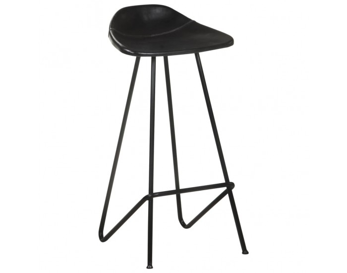 Sonata H Бар табуретки, 4 бр, черни, естествена кожа