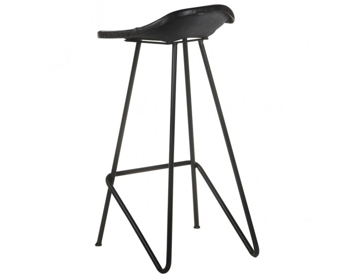 Sonata H Бар табуретки, 4 бр, черни, естествена кожа