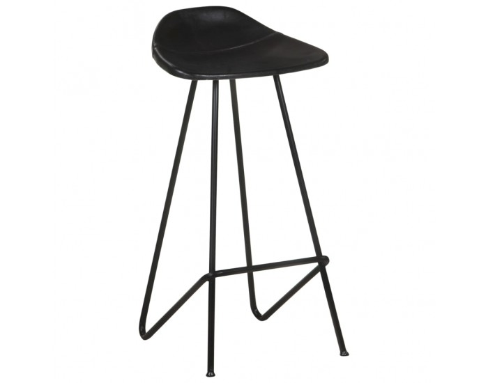 Sonata H Бар табуретки, 4 бр, черни, естествена кожа