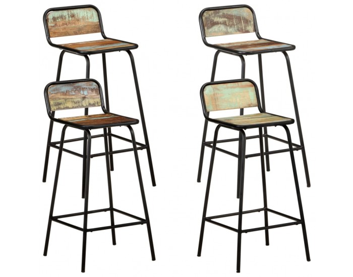 Sonata H Бар столове, 4 бр, регенерирано дърво масив