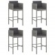 Sonata H Бар табуретки с възглавници, 4 бр, сив, полиратан