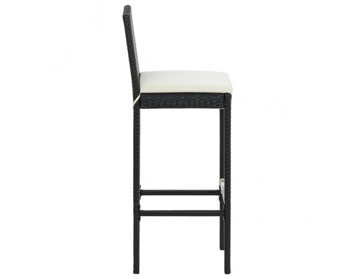 Sonata H Бар табуретки с възглавници, 6 бр, черни, полиратан