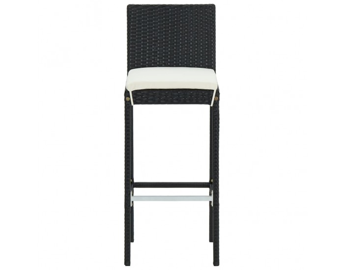 Sonata H Бар табуретки с възглавници, 6 бр, черни, полиратан