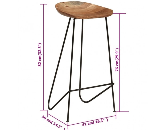 Sonata H Бар столове, 2 бр, акациево дърво масив