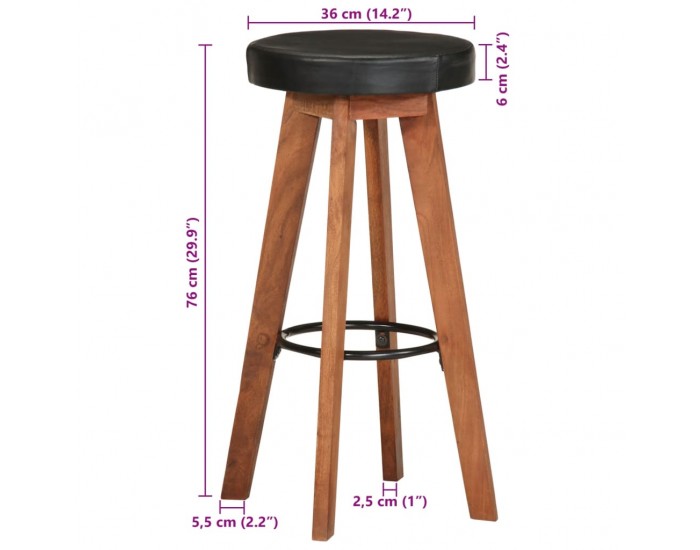 Sonata H Бар табуретки 2 бр естествена кожа и акациево дърво масив Sonata H Бар табуретки 2 бр естествена кожа и акациево дърво масив