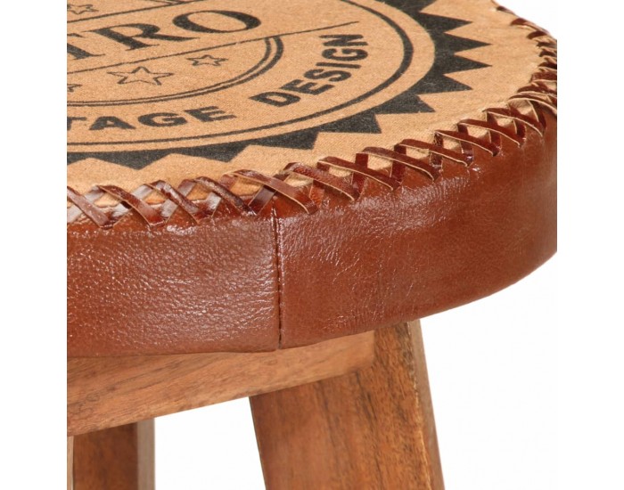 Sonata H Бар табуретки 2 бр естествена кожа и акациево дърво масив