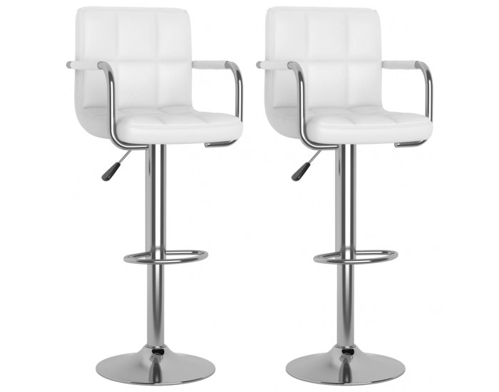 Sonata H Бар табуретки, 2 бр, бели, изкуствена кожа