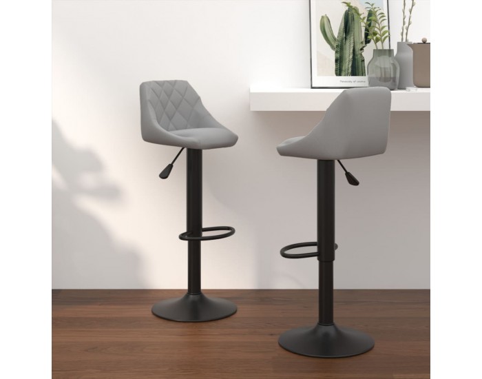 Sonata H Бар табуретки, 2 бр, светлосиви, кадифе