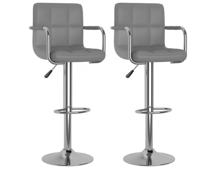 Sonata H Бар табуретки, 2 бр, сиви, изкуствена кожа