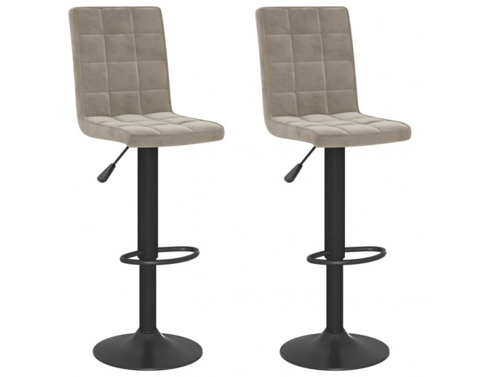Sonata H Бар табуретки, 2 бр, светлосиви, кадифе Sonata H Бар табуретки, 2 бр, светлосиви, кадифе