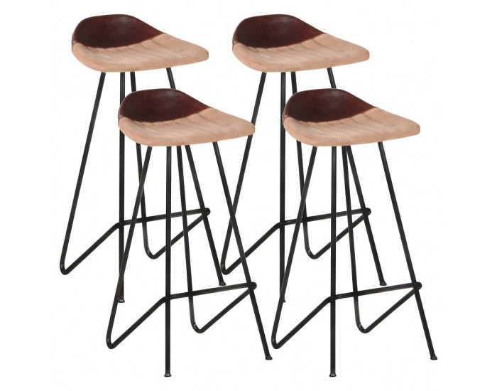 Sonata H Бар табуретки, 4 бр, кафяви, естествена кожа