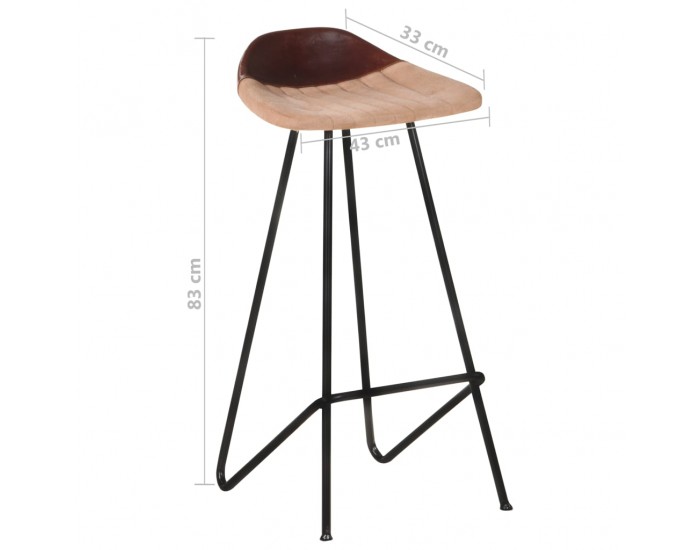 Sonata H Бар табуретки, 4 бр, кафяви, естествена кожа