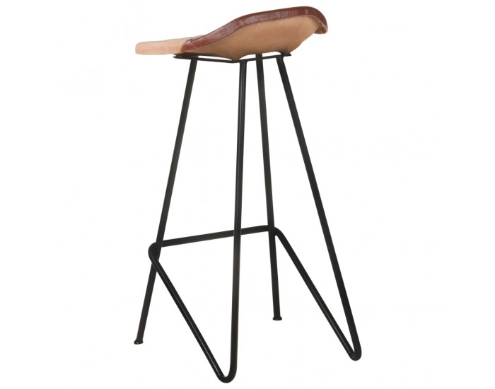 Sonata H Бар табуретки, 4 бр, кафяви, естествена кожа