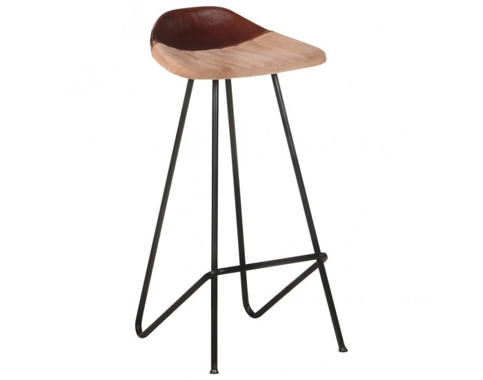 Sonata H Бар табуретки, 4 бр, кафяви, естествена кожа