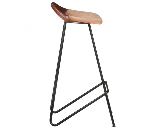 Sonata H Бар табуретки, 4 бр, кафяви, естествена кожа