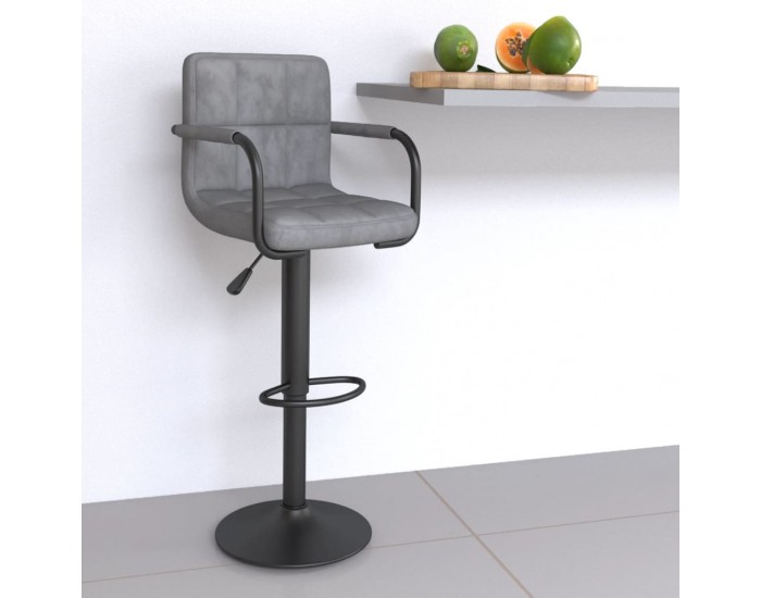 Sonata H Бар табуретка, светлосива, кадифе